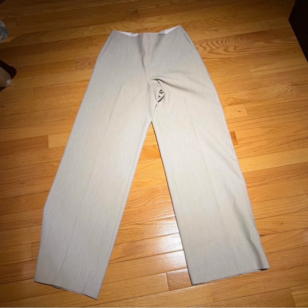 Babaton Light Beige Wide Straight-Leg Pants